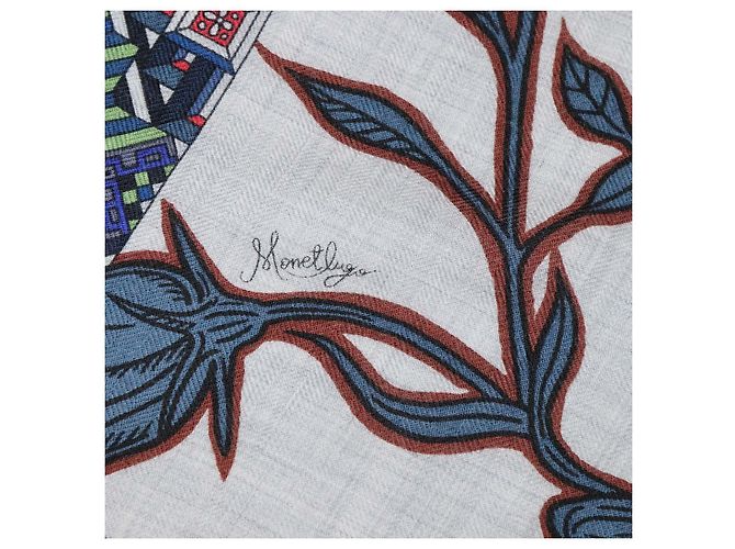 Hermès Hermes Multicolor Cashmere Silk Le Jaguar Et Le Colibri Shawl - vista 4