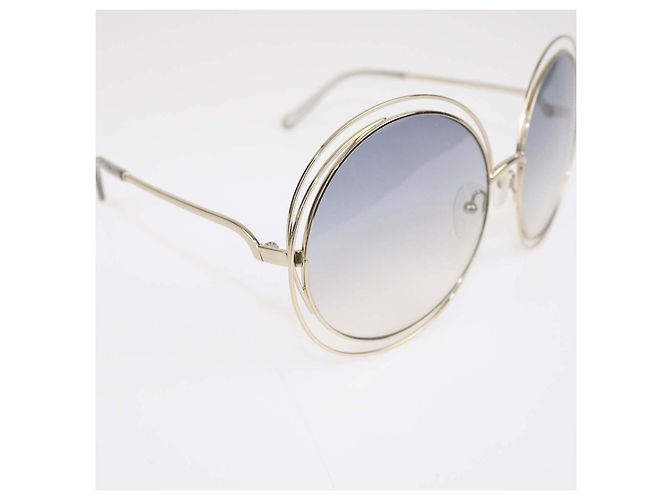 Chloé Chloe Gold,Light Blue Gradient Carlina Round Sunglasses - vista 5