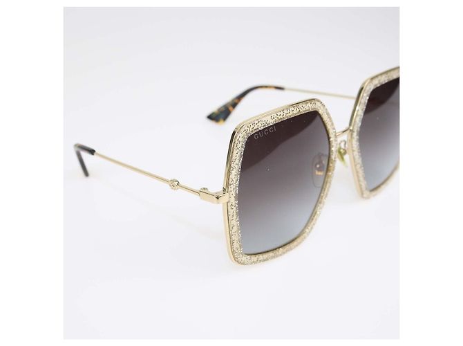 Gucci Occhiali da sole oversized sfumati Oro, Nero - vista 5