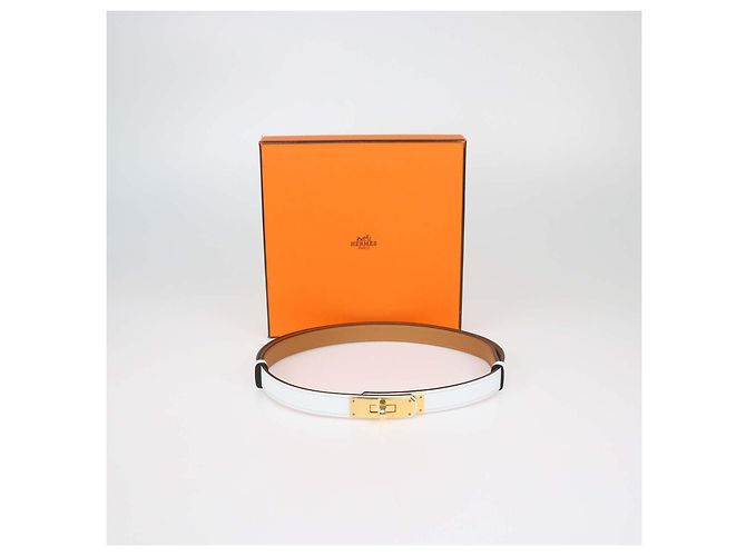 Hermès Hermes White Epsom Leather Kelly 18 Adjustable Belt - view 6