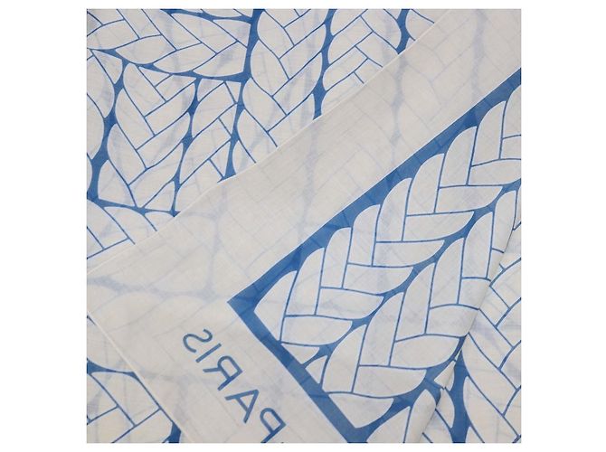 Hermès Bicolore Bleu Cotton Tresses H Print Sarong - vista 3