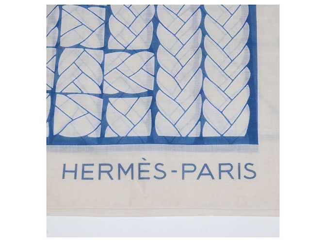 Hermès Bicolore Bleu Cotton Tresses H Print Sarong - vista 4
