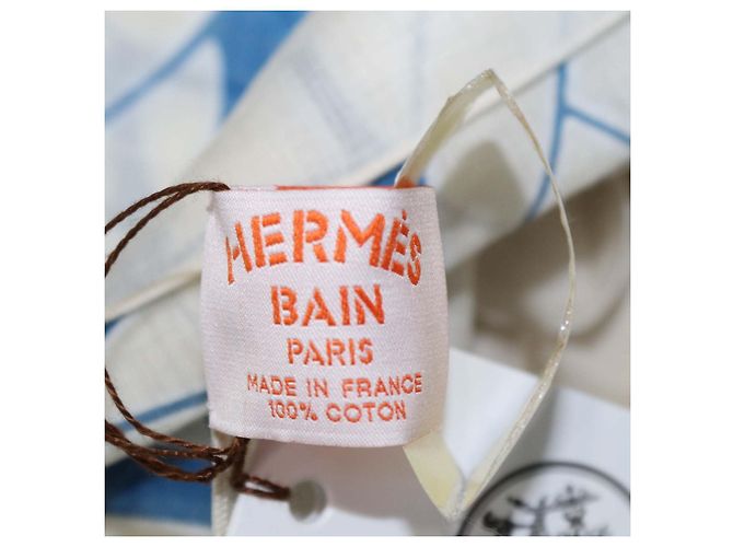Hermès Bicolore Bleu Cotton Tresses H Print Sarong - vista 5
