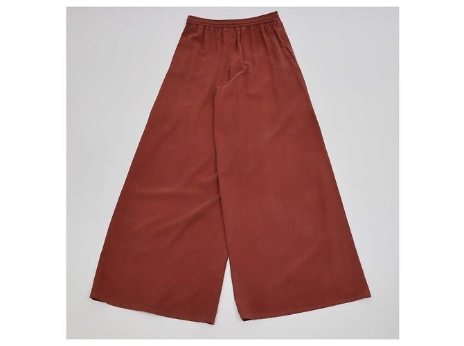 Max Mara Brown Rust Silk Drawstring Wide Leg Pants - view 2