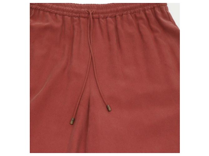Max Mara Brown Rust Silk Drawstring Wide Leg Pants - view 4