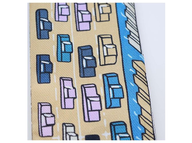 Hermès Hermes Twilly in seta multicolore con stampa Pantin City - vista 5