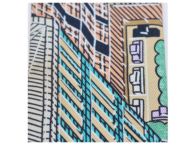 Hermès Hermes Twilly in seta multicolore con stampa Pantin City - vista 6