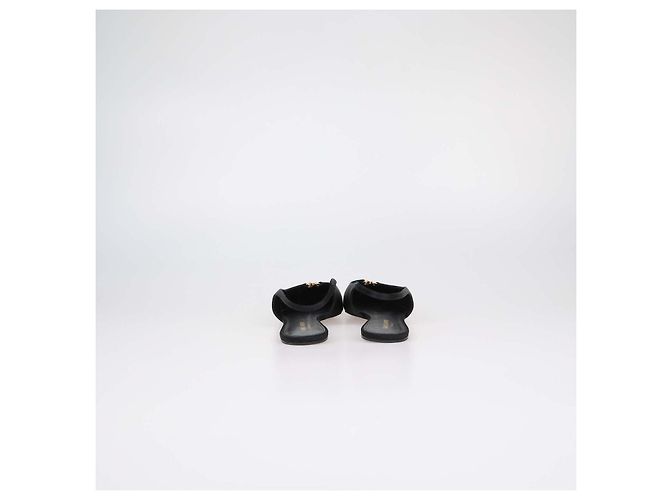 Autre Marque Saint Laurent Black Satin Babylone Slingback Flats - vista 5