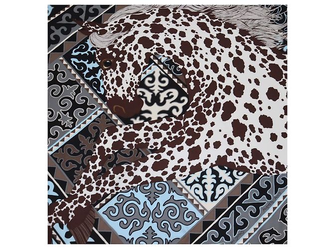 Hermès Foulard Hermes Multicolor Silk Appaloosa des Steppes 90 - vista 2
