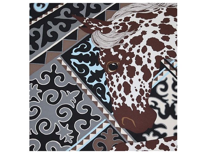 Hermès Foulard Hermes Multicolor Silk Appaloosa des Steppes 90 - vista 5