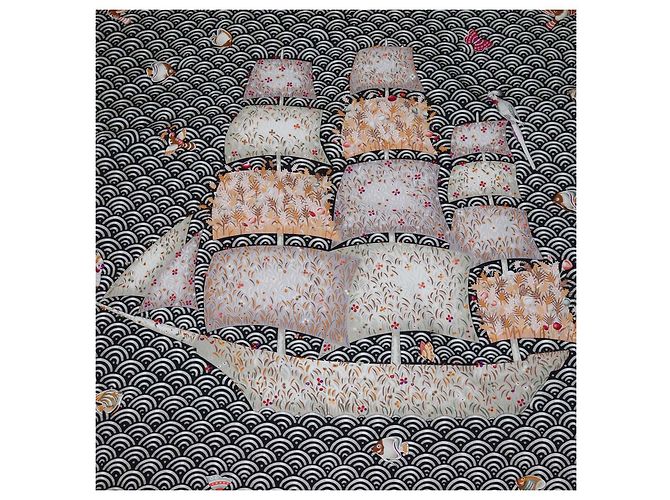Hermès Foulard Hermes Bateau Fleuri in seta multicolore 90 - vista 2