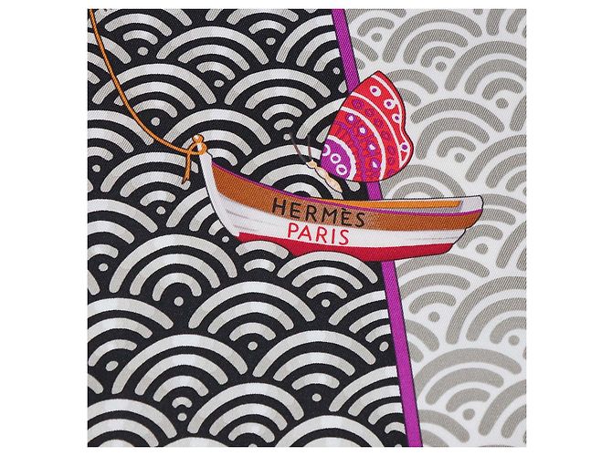 Hermès Foulard Hermes Bateau Fleuri in seta multicolore 90 - vista 3