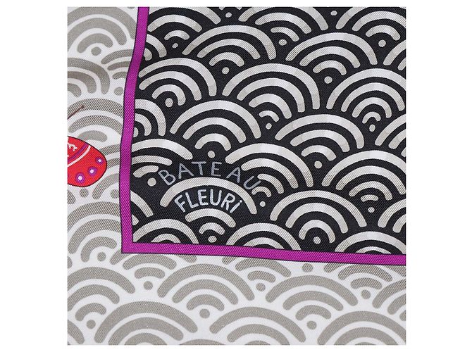 Hermès Foulard Hermes Bateau Fleuri in seta multicolore 90 - vista 4