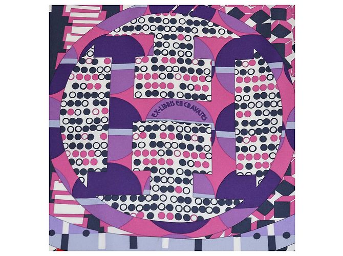 Hermès Hermes Multicolor Silk Ex-Libris en Cravates Scarf 90 - vista 2