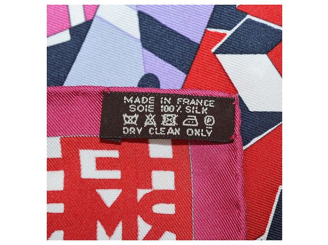 Hermès Hermes Multicolor Silk Ex-Libris en Cravates Scarf 90 - vista 7
