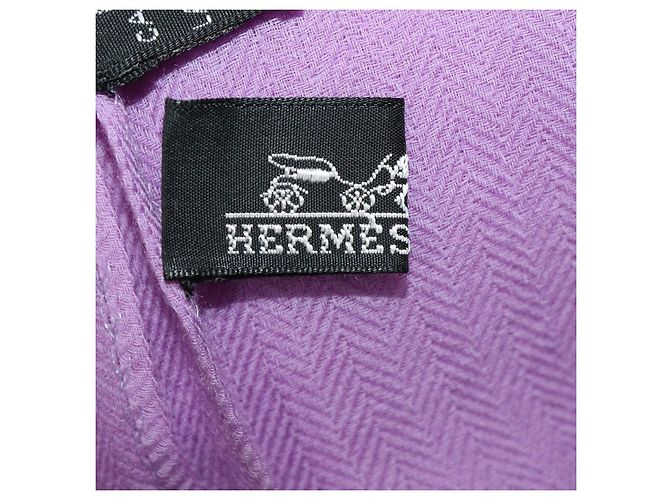 Hermès Sciarpa in cashmere e lana viola Hermes - vista 5