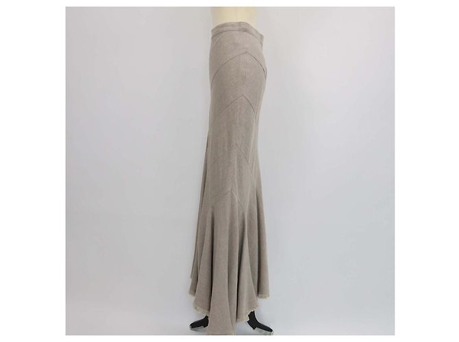Autre Marque Falda maxi asimétrica Max Mara Sfilata de lino beige - vista 2