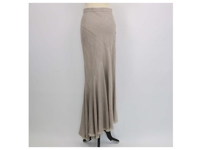 Autre Marque Falda maxi asimétrica Max Mara Sfilata de lino beige - vista 3