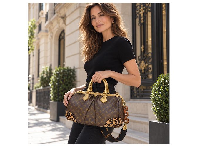 Louis Vuitton Stephen Sprouse Borsa Duffle Monogram Leopard - Oro Metallizzato - vista 19