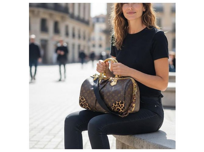 Louis Vuitton Stephen Sprouse Borsa Duffle Monogram Leopard - Oro Metallizzato - vista 3