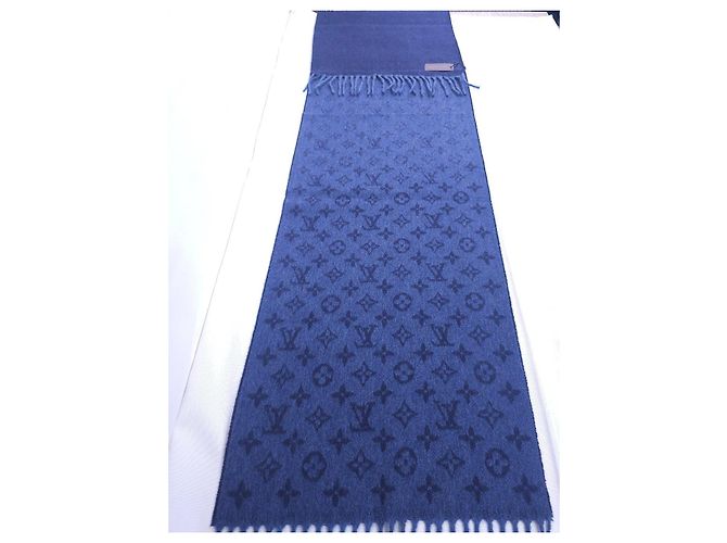 Sciarpa Louis Vuitton Monogram in lana e cashmere blu - vista 10