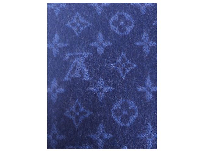 Sciarpa Louis Vuitton Monogram in lana e cashmere blu - vista 6