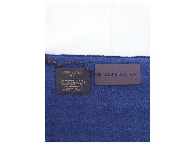 Sciarpa Louis Vuitton Monogram in lana e cashmere blu - vista 8