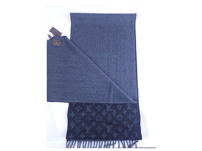 Louis Vuitton Sciarpa Monogram Grigio Nero Cashmere Nuova - vista 11