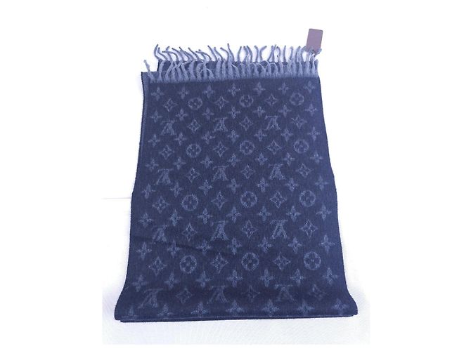 Louis Vuitton Sciarpa Monogram Grigio Nero Cashmere Nuova - vista 12
