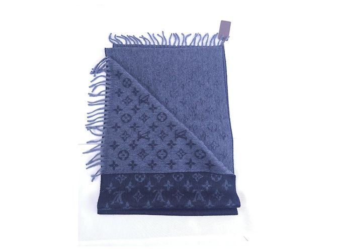 Louis Vuitton Sciarpa Monogram Grigio Nero Cashmere Nuova - vista 13