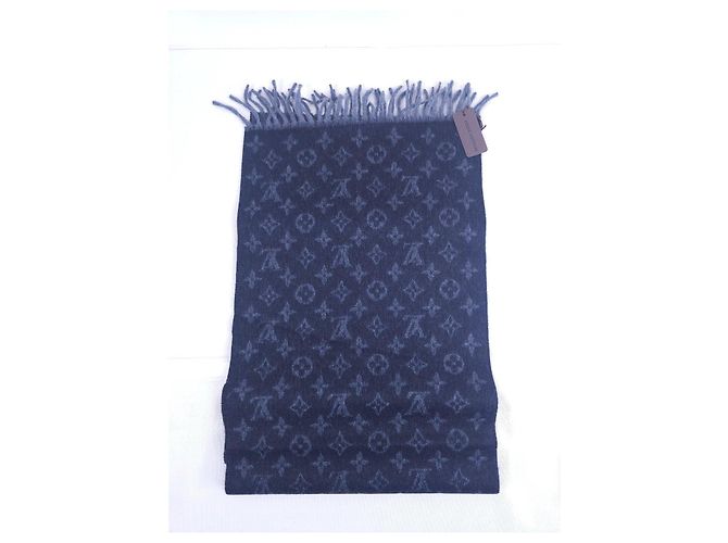 Louis Vuitton Sciarpa Monogram Grigio Nero Cashmere Nuova - vista 2