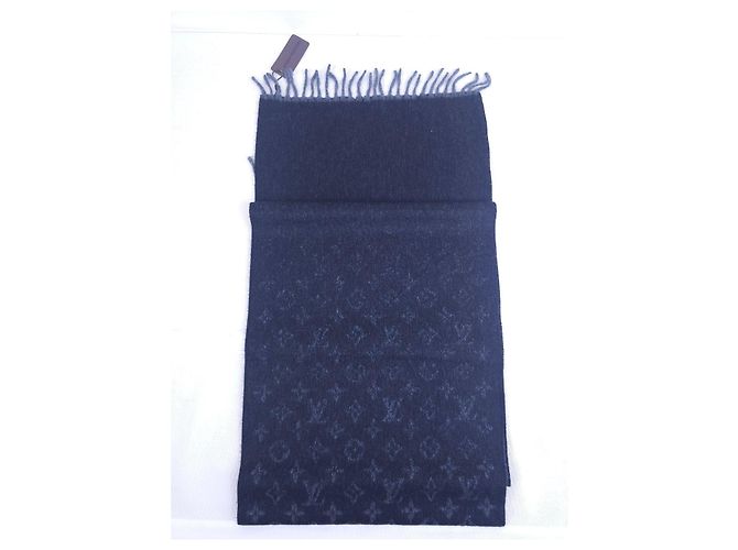 Louis Vuitton Sciarpa Monogram Grigio Nero Cashmere Nuova - vista 3
