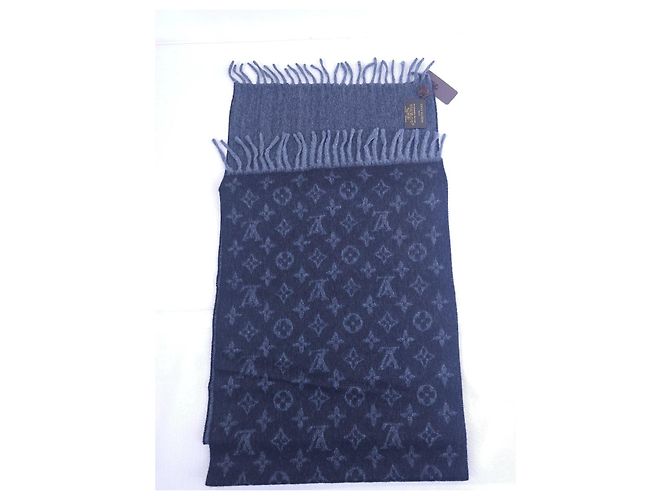 Louis Vuitton Sciarpa Monogram Grigio Nero Cashmere Nuova - vista 4