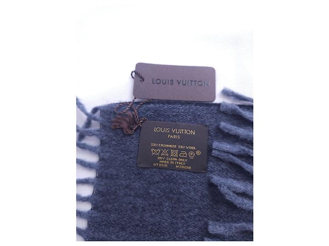 Louis Vuitton Sciarpa Monogram Grigio Nero Cashmere Nuova - vista 5