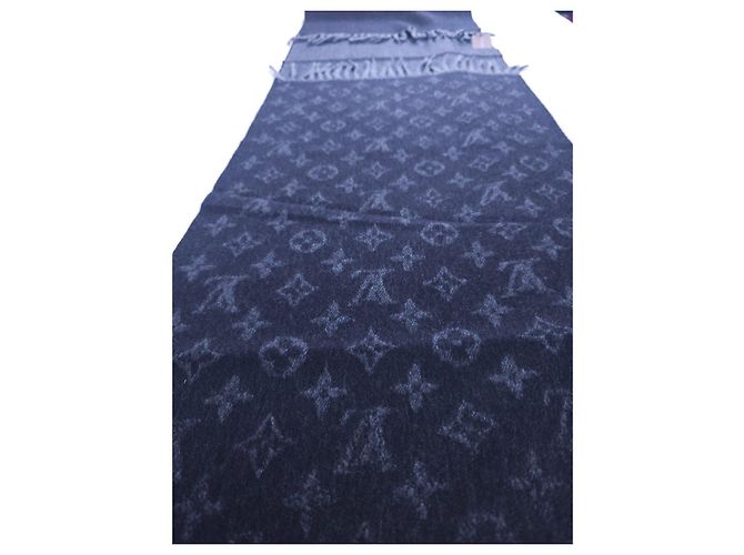 Louis Vuitton Sciarpa Monogram Grigio Nero Cashmere Nuova - vista 7