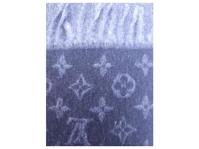 Louis Vuitton Sciarpa Monogram Grigio Nero Cashmere Nuova - vista 9
