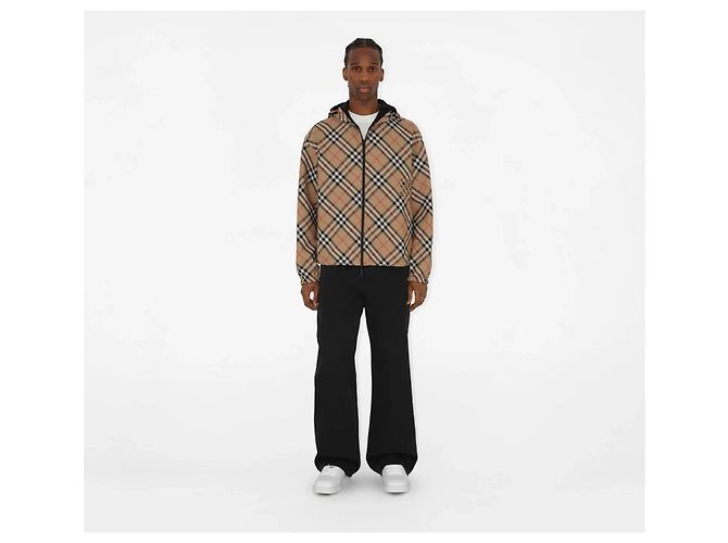 Burberry Giacca Antivento Reversibile Nova Check e Nero - vista 4