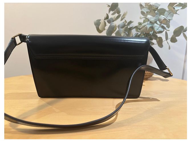 Céline Borsa a tracolla Triomphe in pelle nera con strass - vista 2