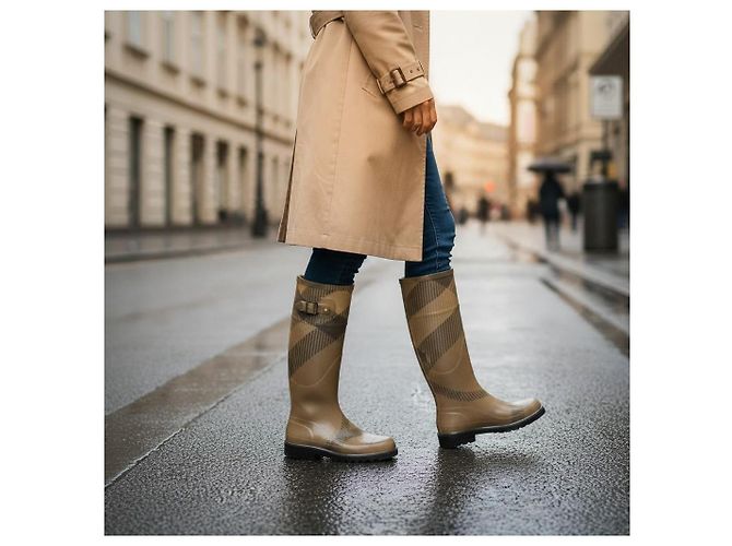 Stivali antipioggia Burberry Nova Check Beige EU 37 - vista 3