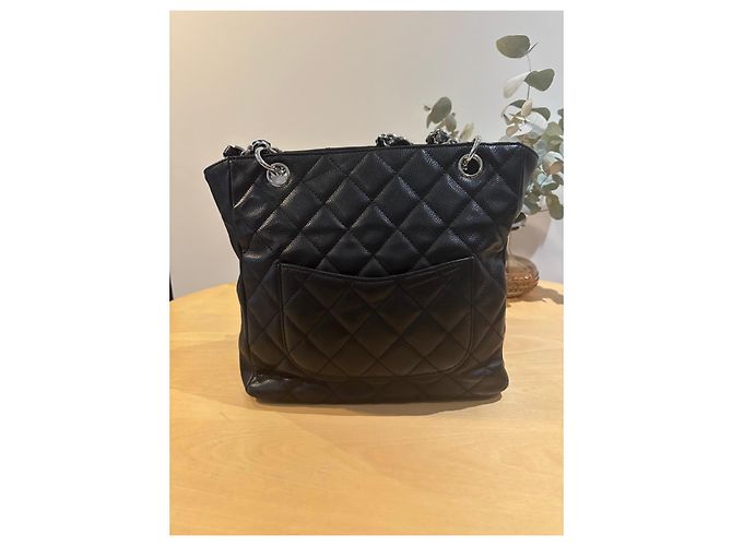 Chanel Borsa cabas trapuntata in pelle caviar nera - vista 3