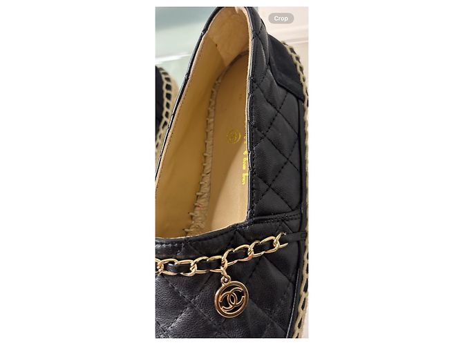 Chanel Espadrilles aus gestepptem Leder Schwarz - Ansicht 10