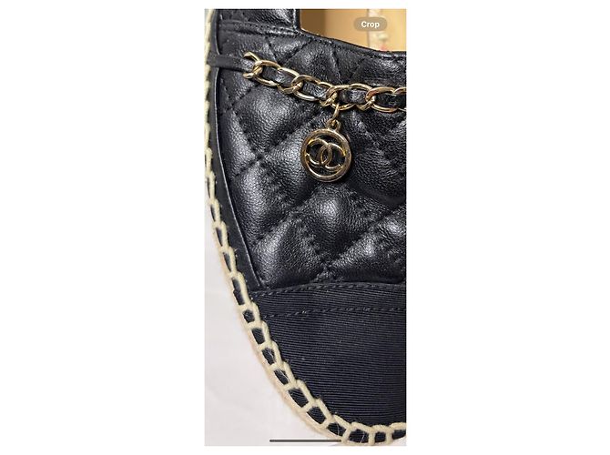 Chanel Espadrilles aus gestepptem Leder Schwarz - Ansicht 11