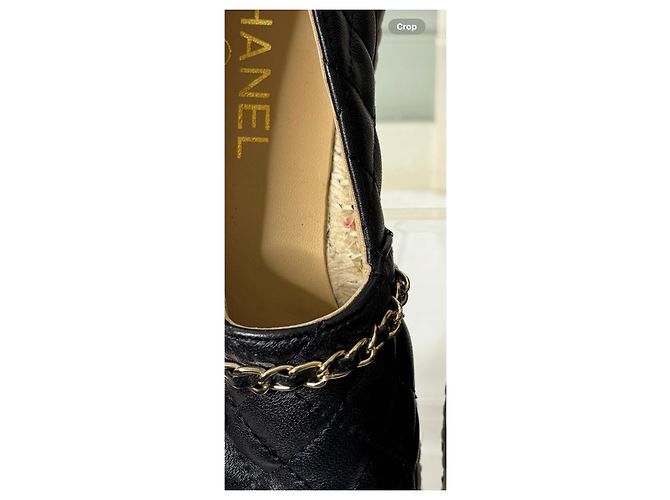 Chanel Espadrilles aus gestepptem Leder Schwarz - Ansicht 12