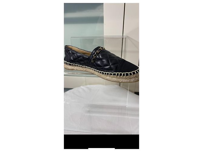 Chanel Espadrilles aus gestepptem Leder Schwarz - Ansicht 4