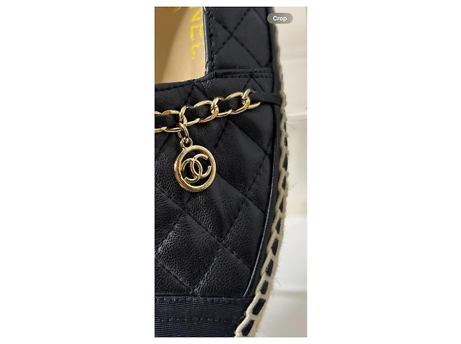 Chanel Espadrilles aus gestepptem Leder Schwarz - Ansicht 5