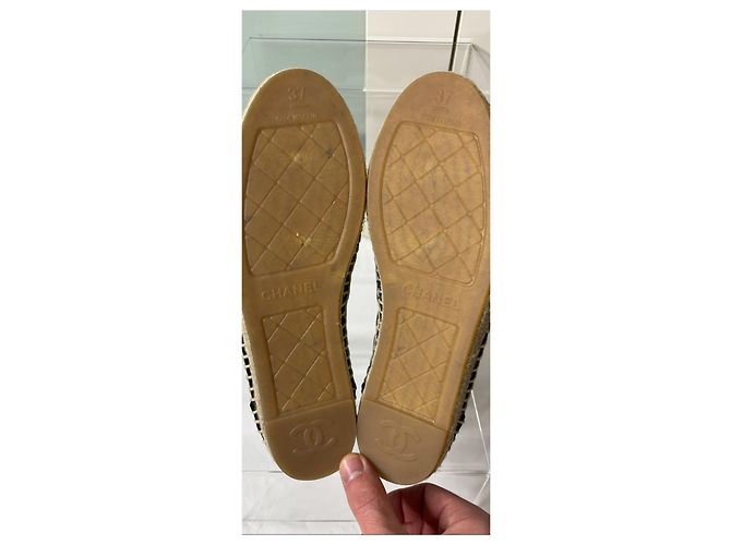 Chanel Espadrilles aus gestepptem Leder Schwarz - Ansicht 7
