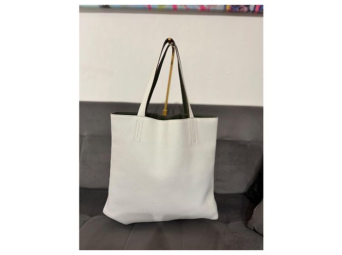 Hermès Borsa Tote Reversibile in Pelle Verde e Bianca - vista 3
