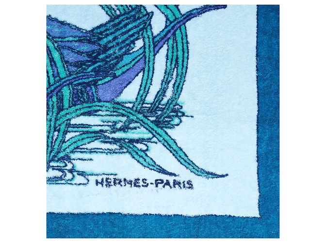 Hermès Telo bagno Mare aux Canards Blu Verde 1980 - vista 2