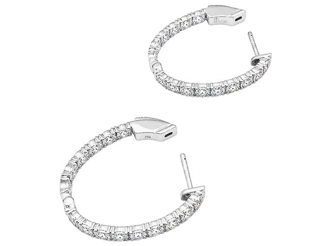 Autre Marque Orecchini a cerchio in oro bianco e diamanti. - vista 4