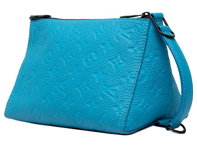 Borsa a tracolla Louis Vuitton Monogram Taurillon Triangle Blu - vista 2